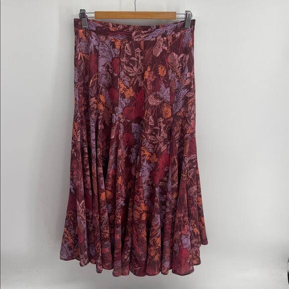 Anthropologie Floral Fall Long autumnal midi maxi tulip skirt sz 4 - Picture 1 of 6